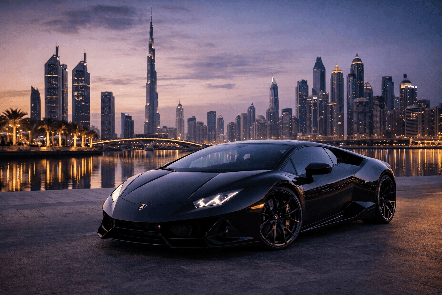 Lamborghini rental in Dubai background