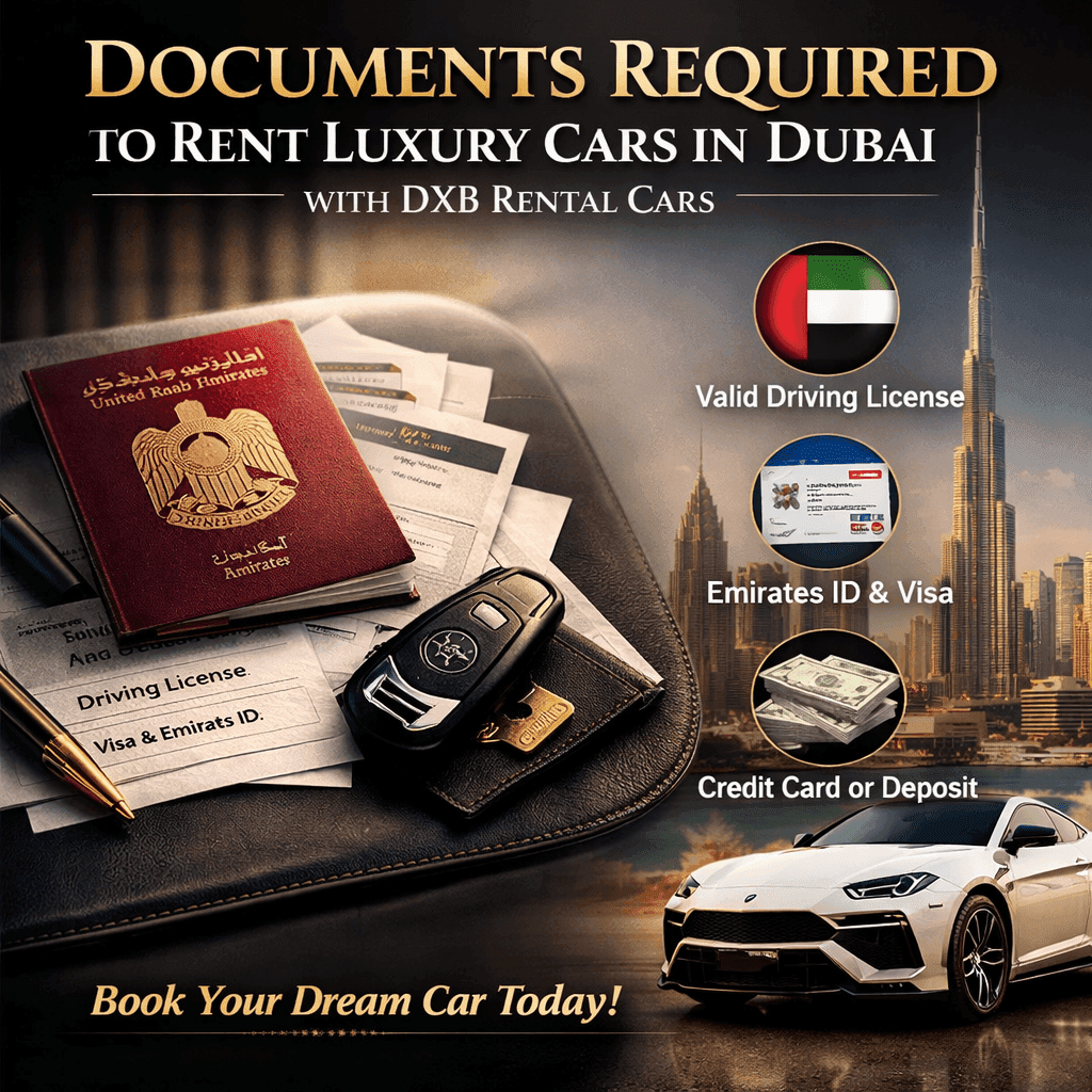 Luxury car rental documents checklist in Dubai
